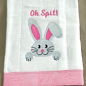 NWOT - Cute Bunny Embroidered Burp Cloth
